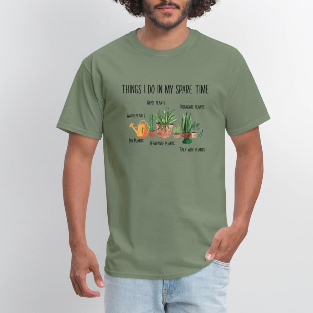 Things I Do In My Spare Time Plant Funny Gardener - Men's T-Shirt military green