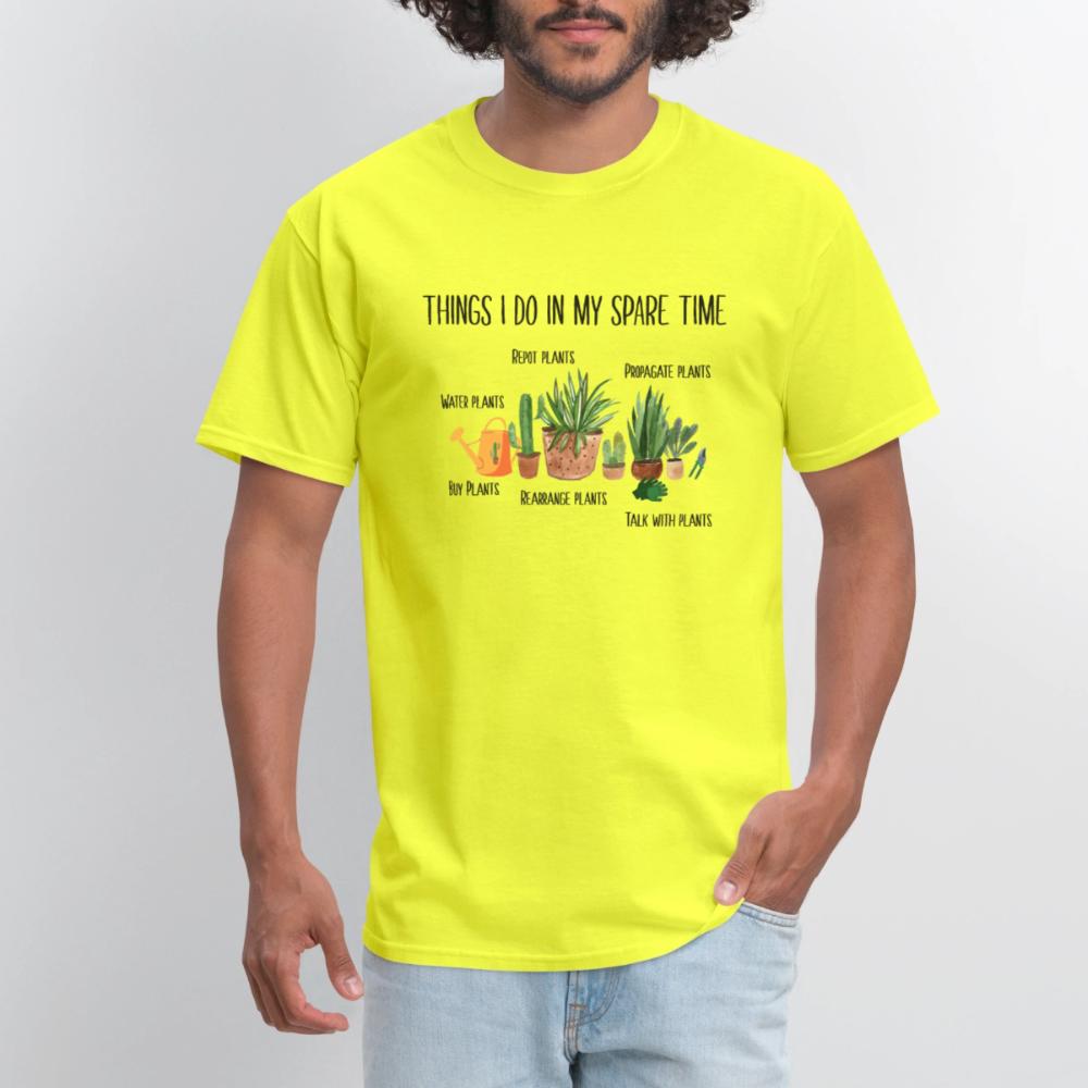 Things I Do In My Spare Time Plant Funny Gardener - Men's T-Shirt safety green